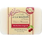 A LA MAISON Cherry Blossom Bar Soap - Triple French Milled Natural Moisturizing Hand Soap Bar (1 Bar of Soap, 8.8 oz)