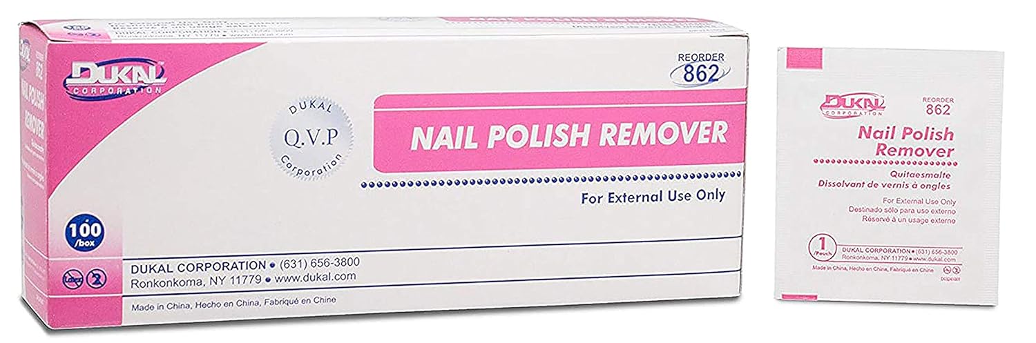 Dukal Nail Polish Remover Pads. Pack of 100 Acetone Free Remover Wipes. 2-ply Saturated Pads. Cleansing Pads. Nail Wipes. Effective and Easy to Use. Individually Packaged. : Beauty