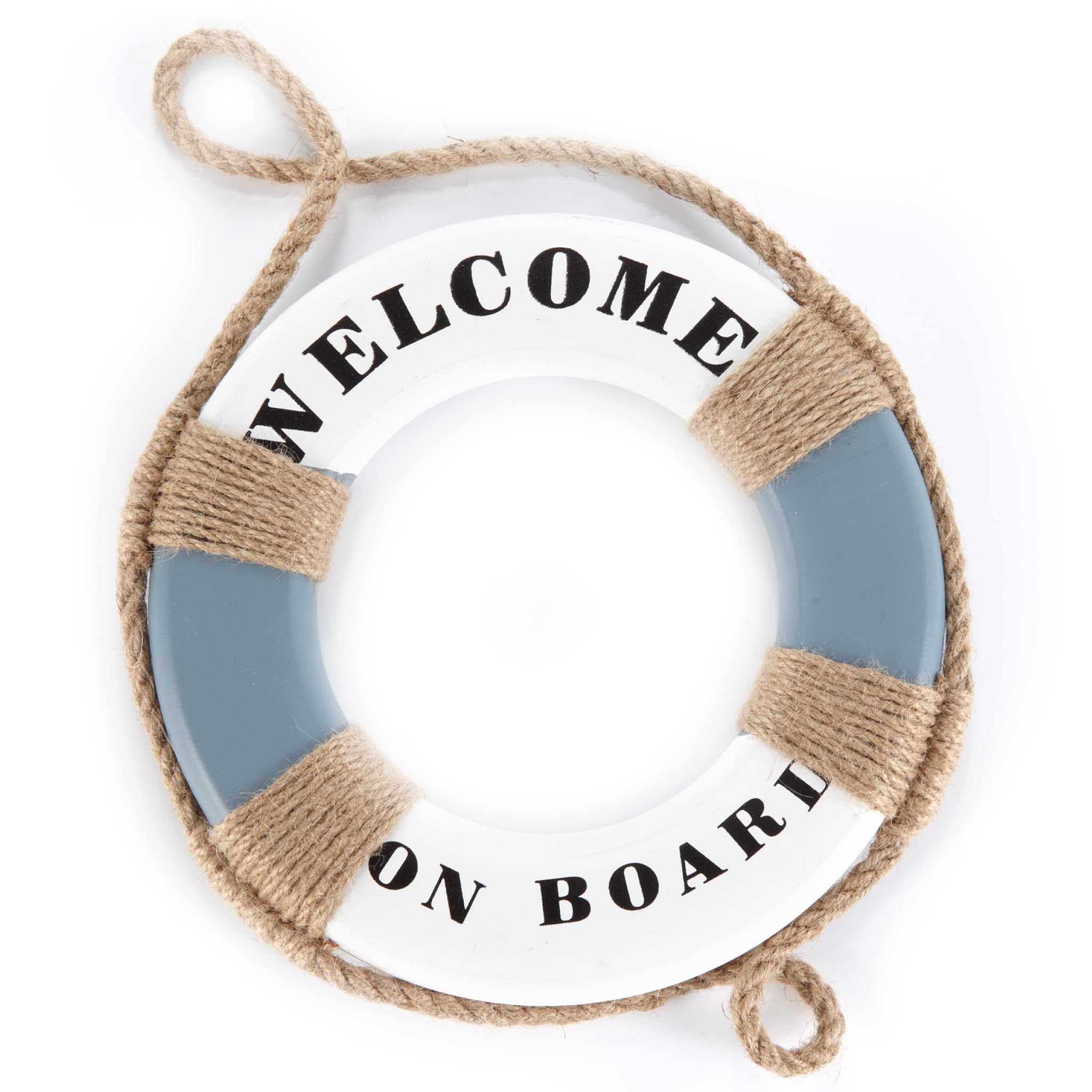 HEITMANN DECO - "Welcome on Board Life Ring for Decoration - Nautical Hanging Decoration - Wall Decoration, White/Blue/Beige