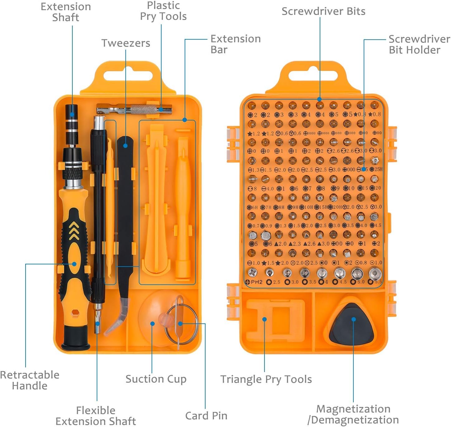 Aspire UK 115 in 1 Precision Screwdriver Set DIY Repair Tools Kit to Fixing iPhone Laptop PC MacBook Xbox Watches Glasses and Other Electronics, Small Screwdriver Kit with Case