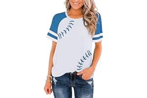 ZUNQKG Womens Baseball Mom Tee Summer Short Sleeve Crewneck Baseball Print Patchwork Raglan Tops