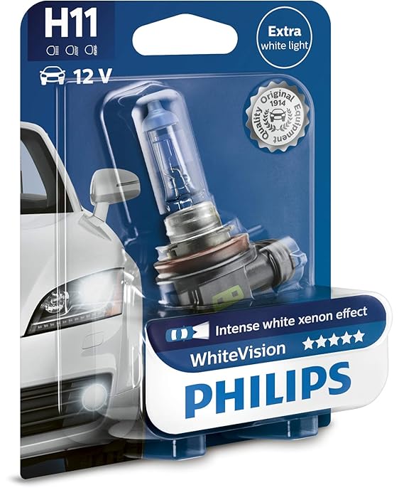 Philips WhiteVision Xenon-Effekt H11 Scheinwerferlampe 12362WHVB1, Einzelblister