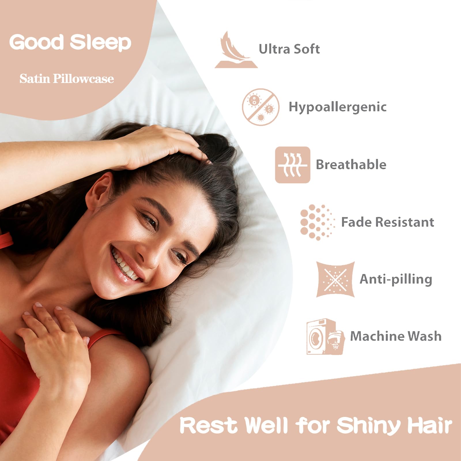 Sinpooo Satin Pillowcase for Hair and Skin,Softer Than Mulberry Silk Pillow Cases 2 Pack, Fade Resistant, Satin Pillowcases with Zipper, Cooling Pillow Cases Standard Size Set of 2, Rainbow Tie Dye - Image 3