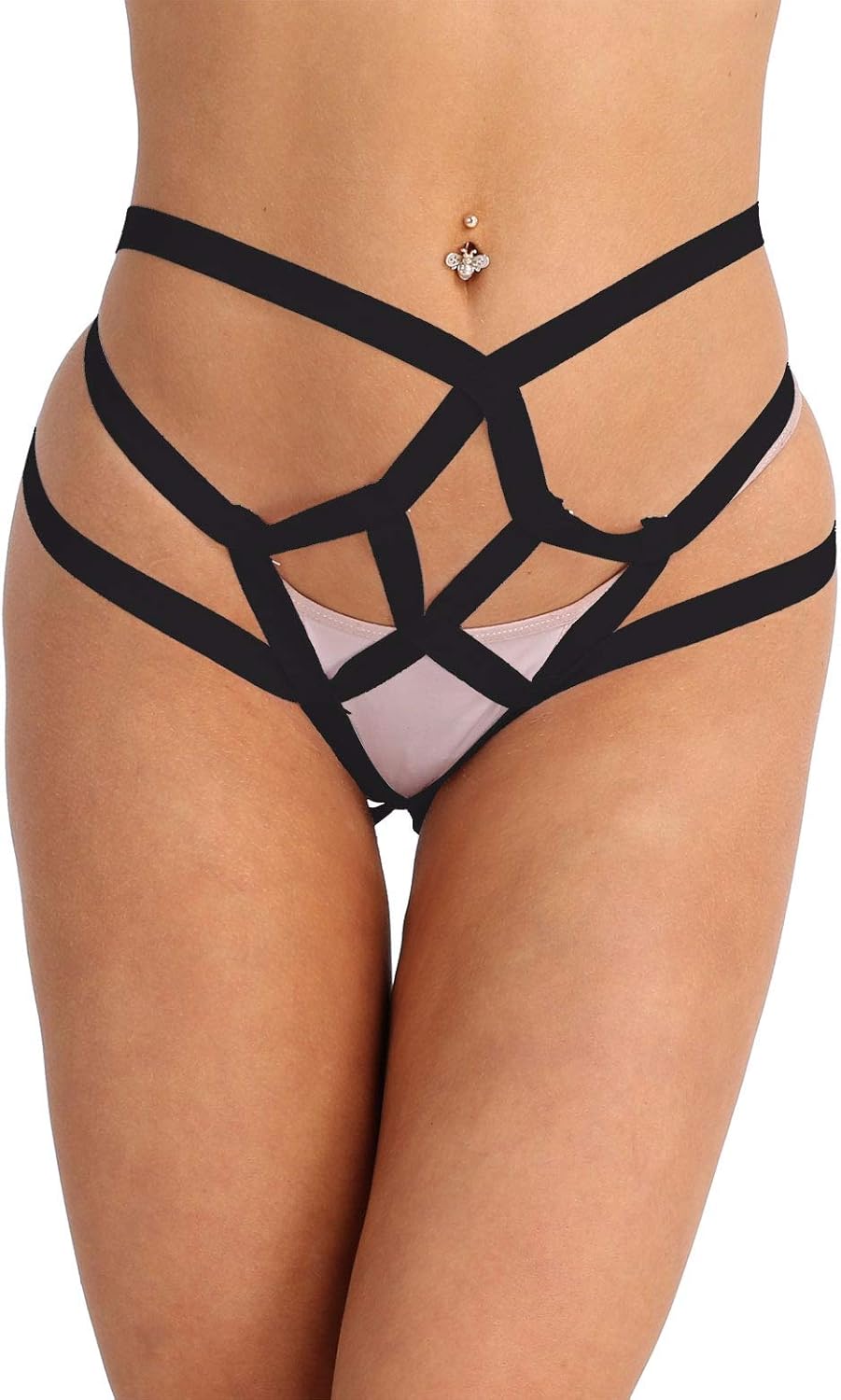 Freebily Women Lingerie Strappy Tanga Panties Thong Underwear Width Cage Briefs: Clothing