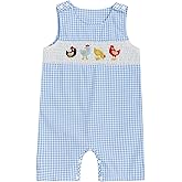 Arvbitana Newborn Baby Boys Sleeveless Seersucker Romper One Piece Straps Overalls Striped Jumpsuit Summer Smocked Clothes