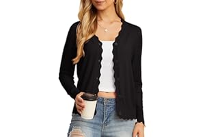 GRECERELLE Womens Lightweight Open Front Cardigan Sweater Button Down Long Sleeve Casual Knit Tops Shrugs for Women