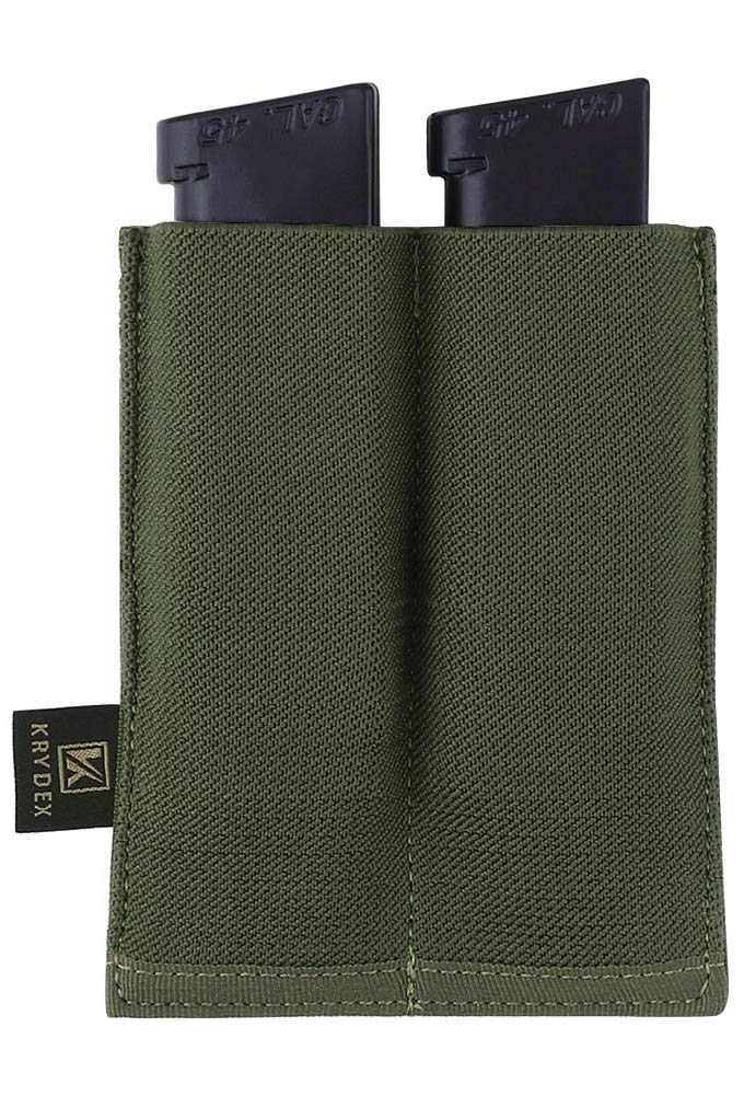 KRYDEX Molle Double Pistol Magazine Pouch Speed Pistol Mag Holder for 9mm .45 .40 Magazine Ranger Green