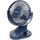 Portable Clip Fan Battery Operated,3 Speeds USB Rechargeable Mini Table Fan with Strong Airflow,360°Rotation Ultra Quiet Personal Desk Fan for Home Office Bedroom Dorm Stroller Camping - DeepBlue