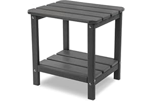 realife Outdoor Adirondack Side Table, Rectangular End Table for Patio, Garden, Porch and Indoor, Gray