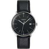 JUNGHANS Max Bill Automatic Watch &ndash; 38mm Automatic Watch for Men, Automatic Movement, Stainless Steel Case, Leather Strap (27/4701.02) &ndash; Matte Black Dial