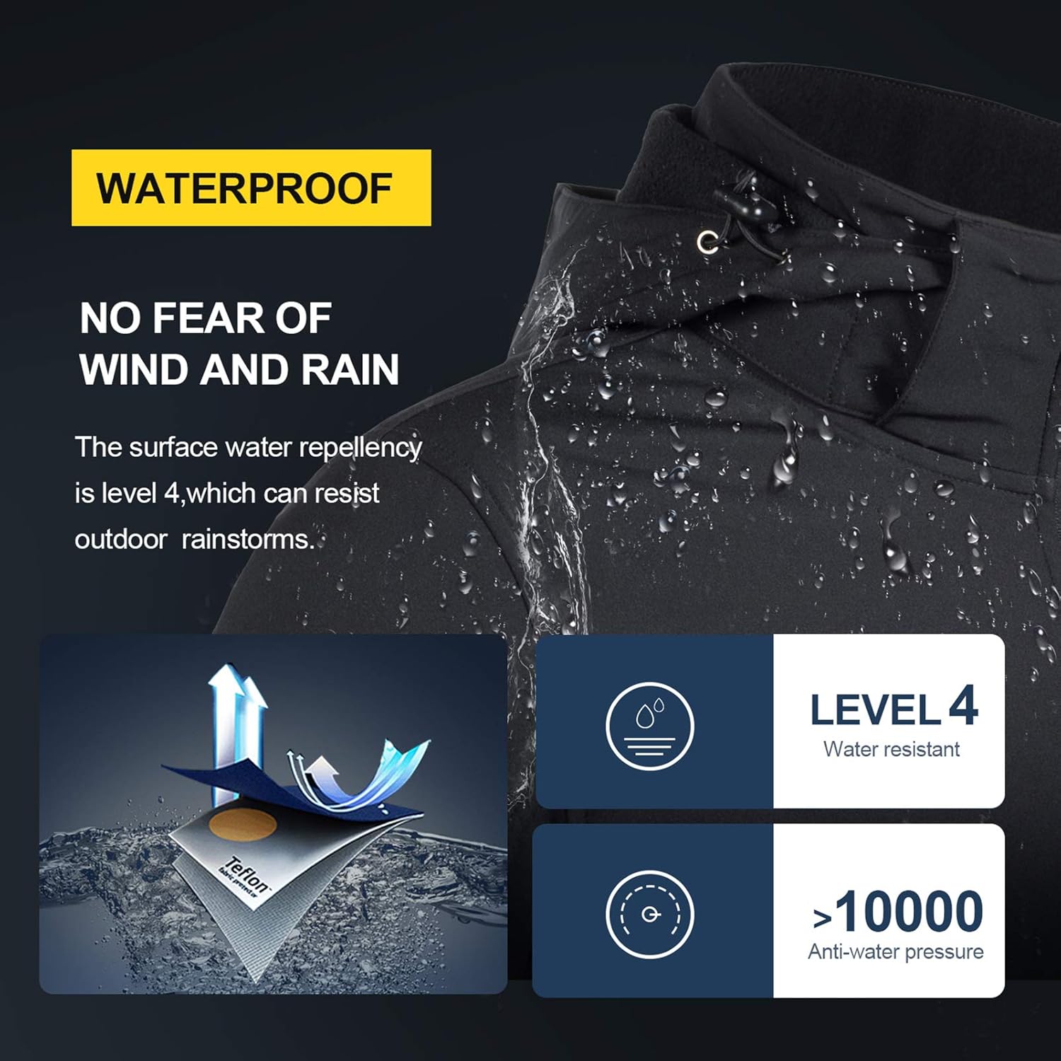 CAMEL Men's Softshell Fleece Jacket Detachable Hooded Soft Shell Windproof Water Resistant Outerwear for Hiking Work Travel: Clothing