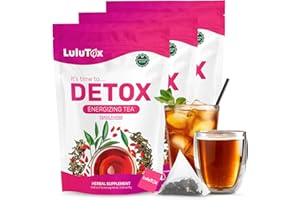 Lulutox Detox Tea - Slimming Tea with Dandelion and Ginseng to Support Goals for Detox Cleanse, Flat Belly, Bloating, Healthy