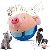 GLORJEE Interactive Dog Toys, Active Moving Pet Plush Toy, 2026 Upgraded Rechargeable Squeaky Dog Ball Toy with Recording Sound, Washable Cartoon Pig Plush Toy for Dogs Puppies (Blue)