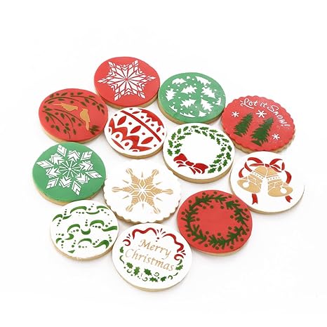 Bakeware 30 Pieces Christmas Cookie Stencils Fondant Cupcake