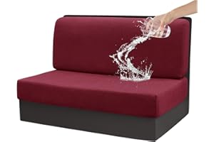 CRFATOP Waterproof RV Dinette Cushion Slipcover Jacquard Camper Cushion Covers Stretch Loveseat Sofa Chair Cover Furniture Protector for RV Camper Car Bench 1 Backrest Cover & 1 Bench Cover,Burgundy