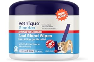 Vetnique Glandex Medicated Dog Butt Wipes or Spray for Dog Scooting - Topical Anti Itch Skin Relief for Soothing Inflamed Anal Glands in Dogs & Cats - Fast Acting Formula 50ct (50ct Wipes)