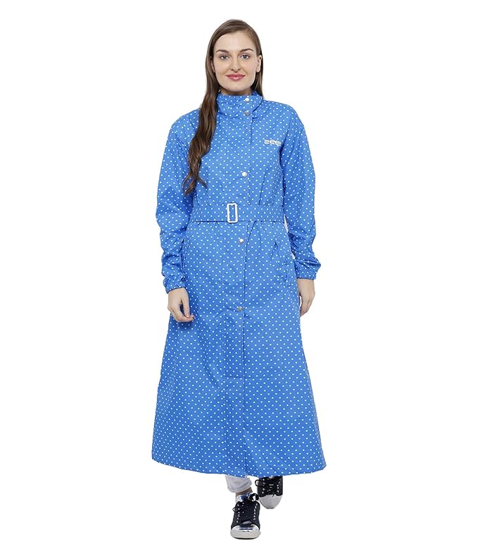 ZEEL Ladies Polka dots Raincoat Long Raincoat with Waterproof
