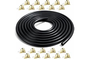 XCMVCN 10 Feet 1/4 Inch ID Fuel Line Hose with 20PCS 2/5" Clamps - Compatible with Kawasaki, Kohler, Briggs & Stratton Small Engines, Generators & Powersports - Durable Flexible Rubber Gas & Diesel Hose Kit