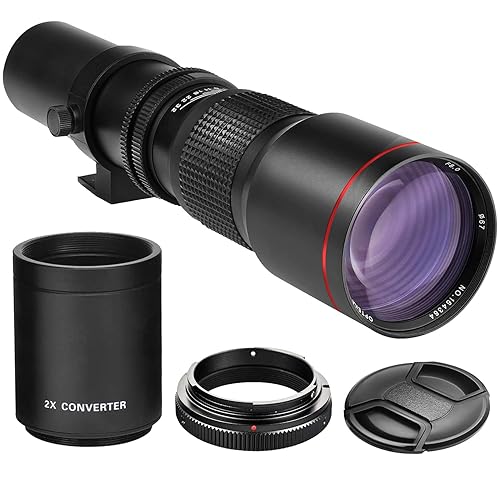 High-Power 500mm/1000mm f/8 Manual Telephoto Lens for Canon EOS