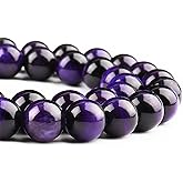 DIQIO Natural Purple Tiger Eye Beads for Jewelry Making - Stone Beads Gemstone Beads for Bracelets, 6mm Crystal Round Loose Beads(58-60pcs, 6mm, Purple Tiger Eye)