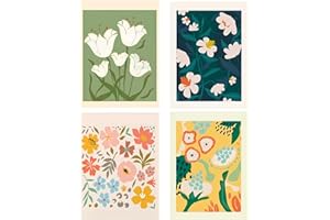 Yeaqee 4 Pcs Diamond Art Kits DIY Painting for Adult Aesthetic Wall Diamond Crafts Aesthetic Room Decor Cute Painting Pictures 5d Craft Wall Decor for Home 10 x 11.8''(Floral)