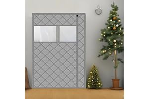 Wohomzy Thermal Door Curtain Fits Doors Size 68"x80"，Curtain Size 71"x82", Magnetic Insulated Curtain Side Open, Visible Panels,Keep Warm in Winter Cool in Summer,Diamond Pattern,Gray