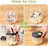 Sinnsally Manual Food Chopper Pull String 900ML Stainless Blade view 3