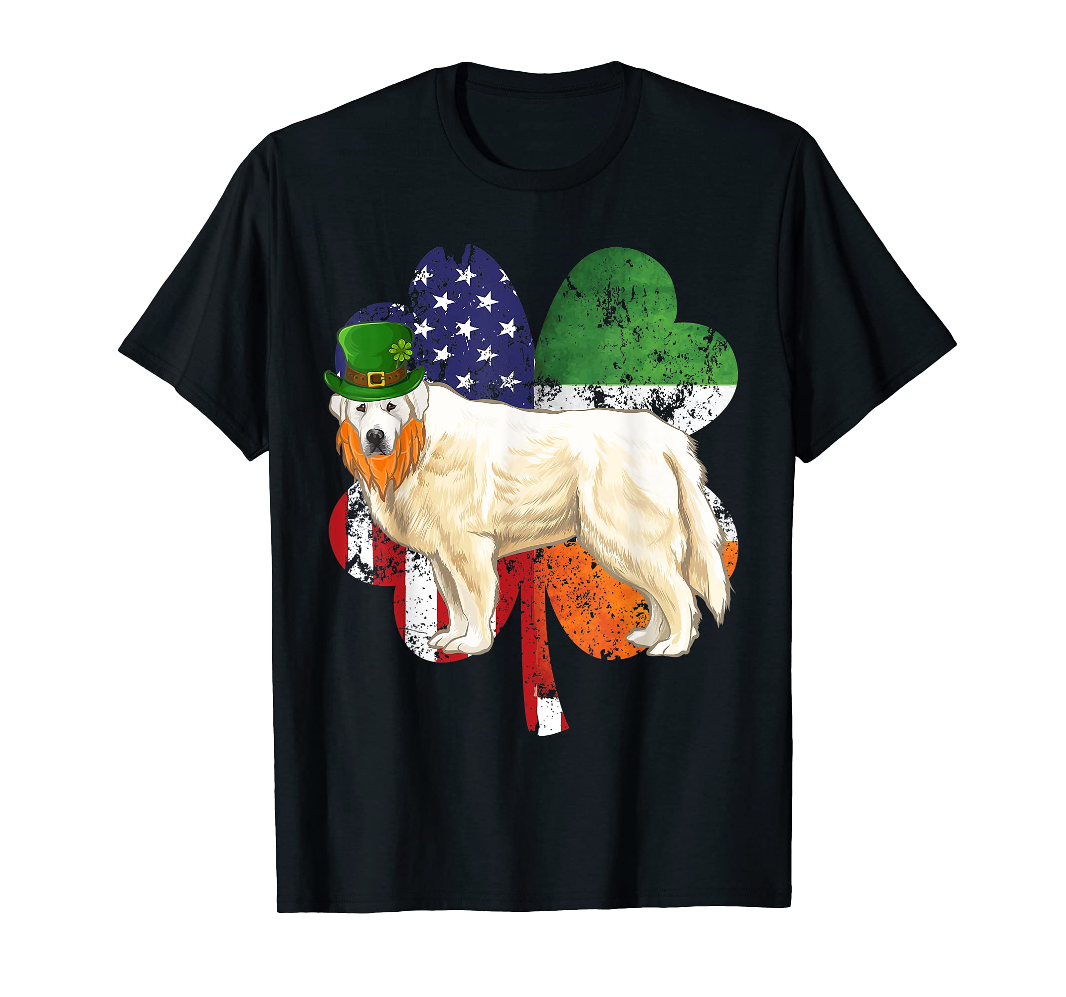 St Patricks Day Irish American Flag Great Pyrenee Dog T-Shirt