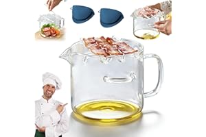 Glass Microwave Bacon Cooker (2.1L/74Oz), Heat Resistant & Non-Stick Oil Glass Bacon Cooker for Microwave Oven, Multifunction