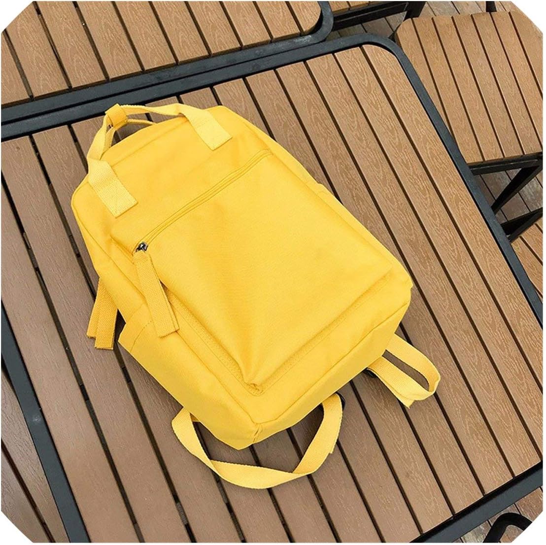 yellow canvas backpack
