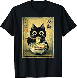Kawaii Ramen Cat Vintage Japanese Retro Noodle T-Shirt