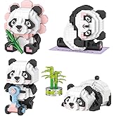 MEIEST 4 PCS Mini Panda Building Blocks Model Set,Cute Panda Collection Particle Construction Building Bricks Toy,Home Decoration