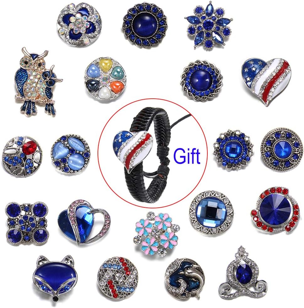 20 PCS Snap Jewelry Snaps 18mm Snap on Jewelry Charms with Bracelet Set, Snaps Charm