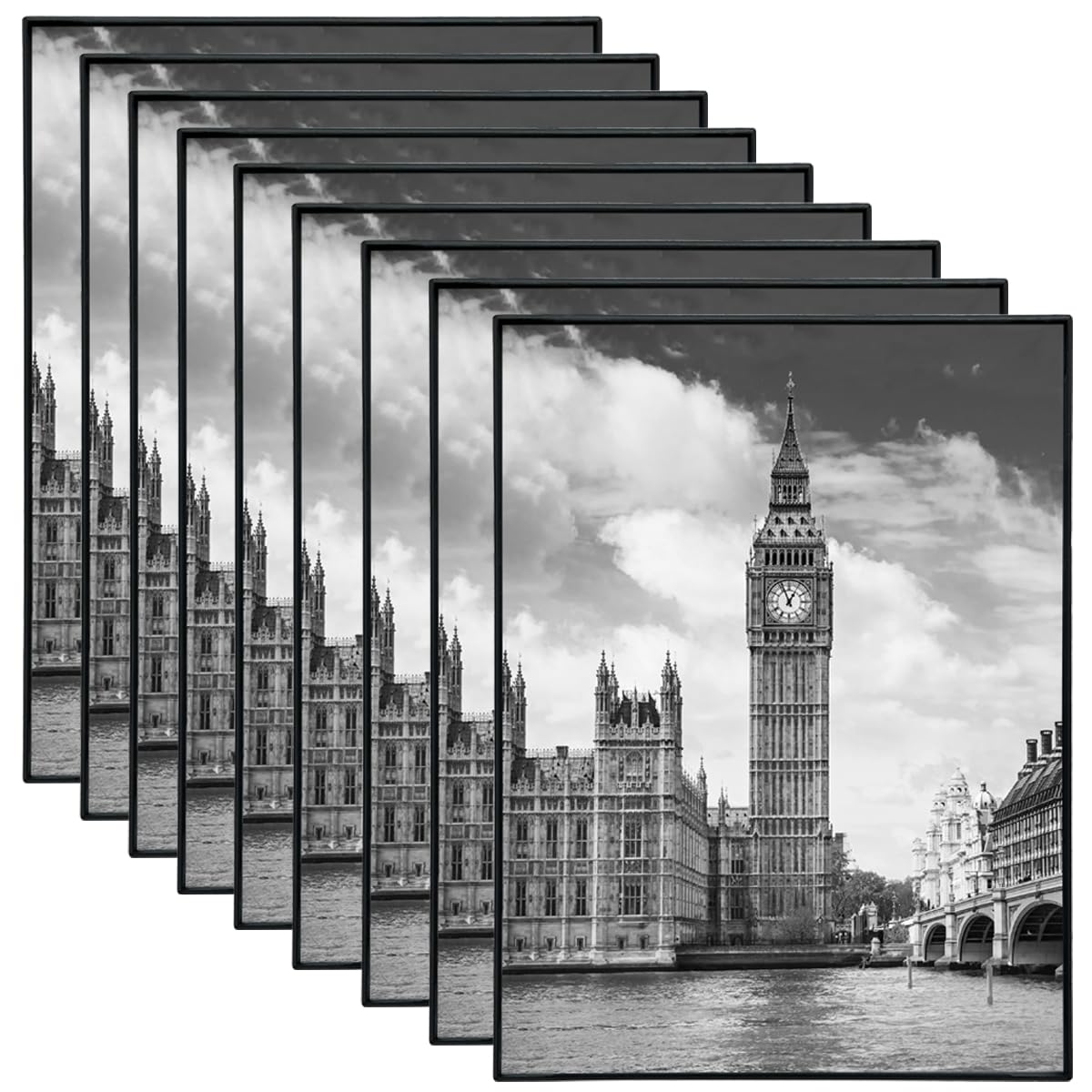 Photo 1 of GOmaize Front Loading Black Picture Frame 6x8 Set of 9 Wall and Table Mounting