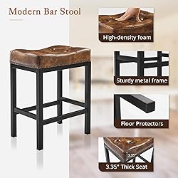 LUE BONA Counter Height Bar Stools, 24 Inch Saddle