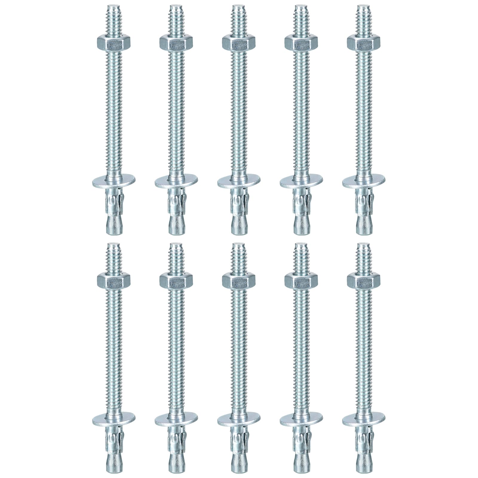 DTGN 1/4" x 3-1/2" Wedge Anchors - 25Pack - Good for Cement and Concrete Wall - Carbon Steel Zinc Plated Screw Bolt Nut Expansion Tube Fasteners