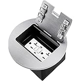 JACEPFY Recessed Floor Outlet Box with 20 Amp GFCI Tamper Resistant TR Receptacle Electrical Floor Outlet Kit (GFCI, Silver)