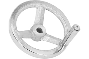 DIYDEG 125mm Diameter 12mm ID Rotary Handwheel, Cast Iron Chrome Plated Round Hand Wheel Detachable Hand Crank Revolving Handwheel With Handle for Lathe, Milling Machine