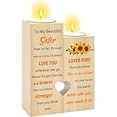 Sister Gifts - Sisters Birthday Gifts Ideas from Sis Sunflower Candle Holder Candlestick Christmas Mothers Day Valentine's Day Easter Graduation Gift for Sisters Adult Women Sis