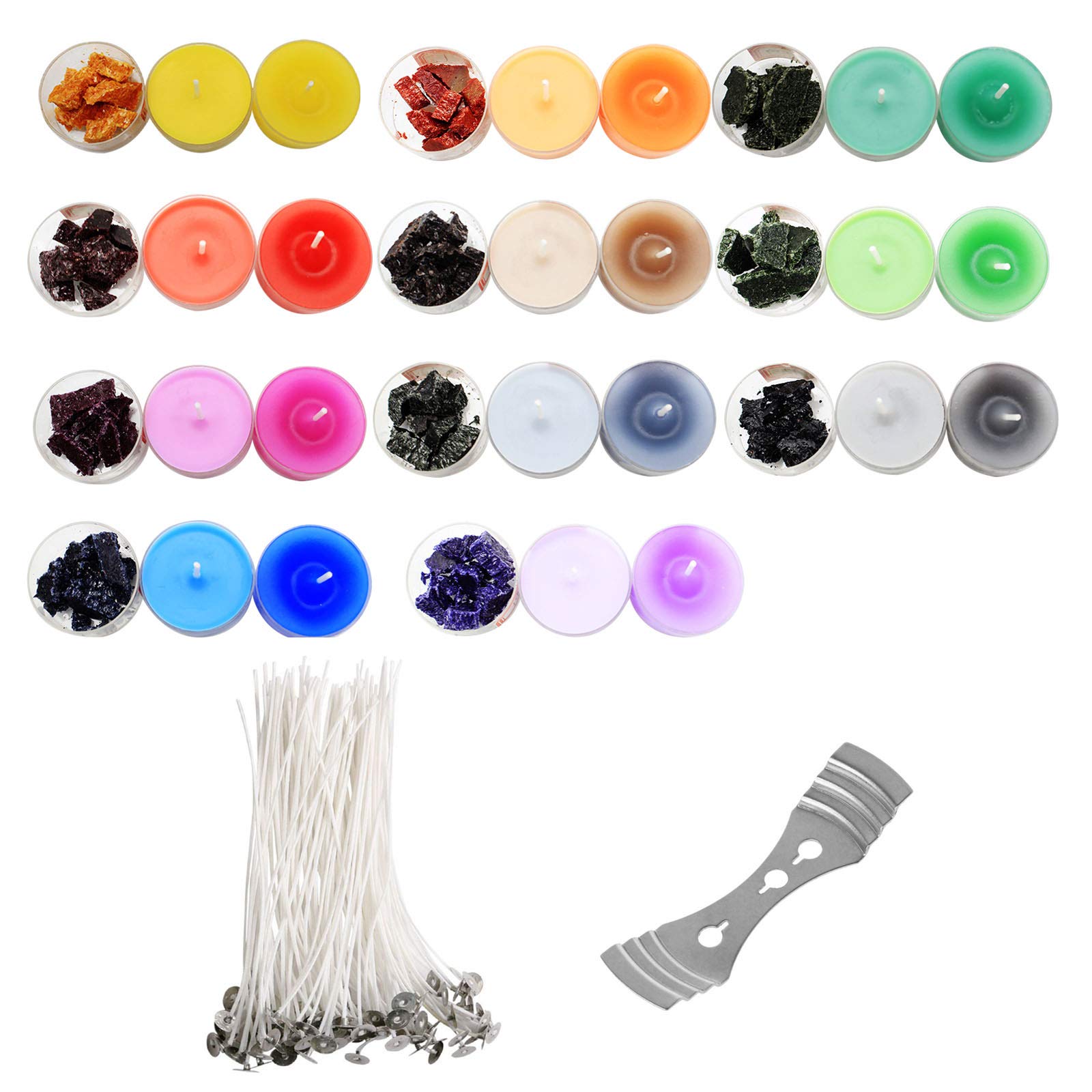 Candle Wax Dye, DIY Candle Making Kit 11 Color Candle Dye Blocks for DIY Candle Making with 50pcs Cotton Candle Wicks and 1pcs Candle Wicks Holder
