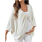 Milumia Women's Maternity Twist Front Sweater V Neck Long Sleeve Loose Pullover Top Knitwear