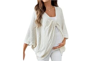 Milumia Women's Maternity Twist Front Sweater V Neck Long Sleeve Loose Pullover Top Knitwear