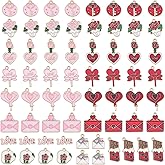 BEAMARKER 64Pcs 16 Styles Alloy Enamel Valentine's Day Charms Red Pink Rose Flower Love Word Heart Envelope Chocolate Pendants for DIY Jewelry Making Earrings Necklace Bracelet Keychain Crafts