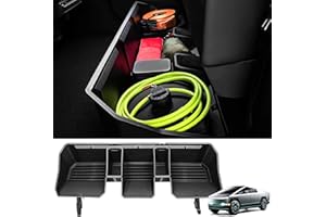 KSGMFED Rear Under Seat Storage Box Compatible with Tesla Cybertruck 2024 2023 Accessories,Upgraded Second Row Under Seat Storage and Organization Box,Black Rear Extra Cargo Store Organizer