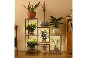 VORIGY Plant Stand with Grow Light, Plant Shelf Indoor with Full Spectrum Led Grow Light, Timer Function and Brightness Adjustment, 7 Tiered Wood Plant Stand Indoor for Corner | Patio | Living Room