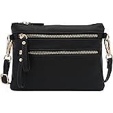 FashionPuzzle Multi Zipper Pocket Small Wristlet Crossbody Bag