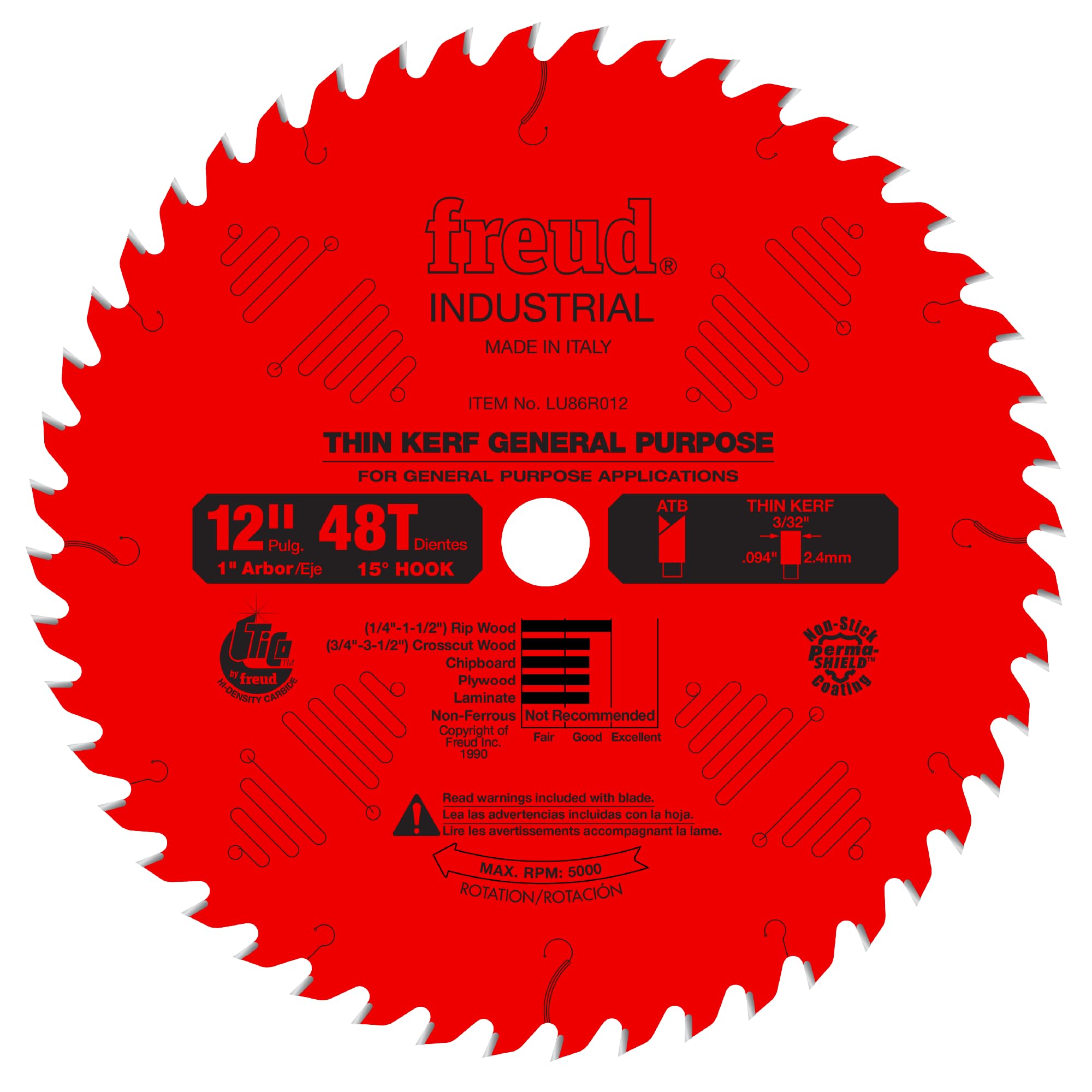 Freud LU86R012: Hoja de uso general de corte fino de 12 x 48T