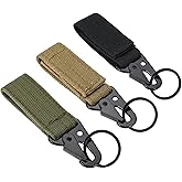 KICPUK Keychain Clips (3-Pack) Outdoor Heavy Duty Grade Key Holder Straps with D-Ring Buckle for Backpack, Belt and Gear Attachment