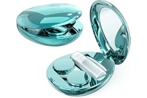 AUKVITE Contact Lens Case, Portable Contact Lens Box Kit with Mirror, Travel Contact Lens Case Durable Compact Soak Storage Kit with Care Solution Bottle Tweezers Container Remover Combo Pattern (Blue)