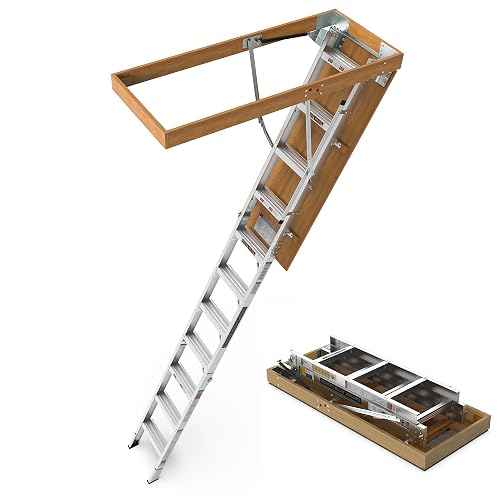 Aluminum Attic Ladder Pull Down Loft Stairs Folding Ceiling Ladder for ...